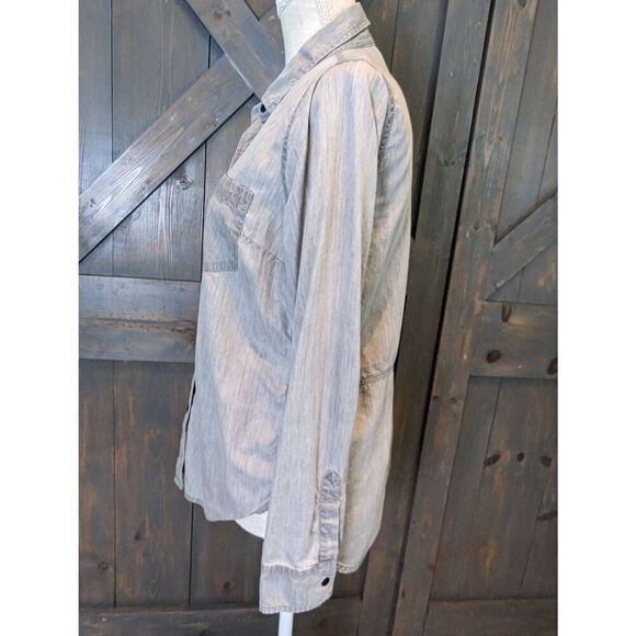 Lucky Brand Button Down Shirt Women’s Small Long Sleeve Grey - Picture 2 of 8